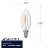 Bulbrite 40W Warm Wht Lght B11 Clear Dimmable (E12) Candelabra Screw Base LED Filament Lght Bulb, 2700K, 4PK 861413